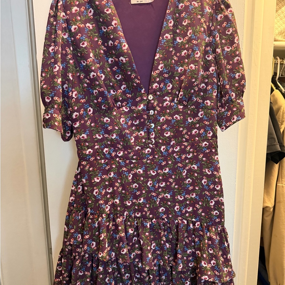 Women's Purple Floral V-Neck Dress